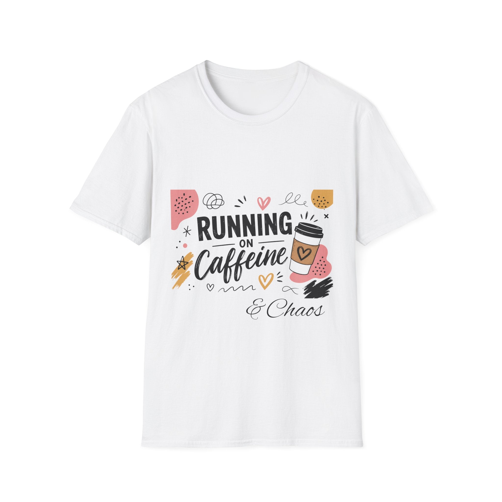 Coffee T‑Shirt — "Running on Caffeine & Chaos" Cute Coffee Lover Tee