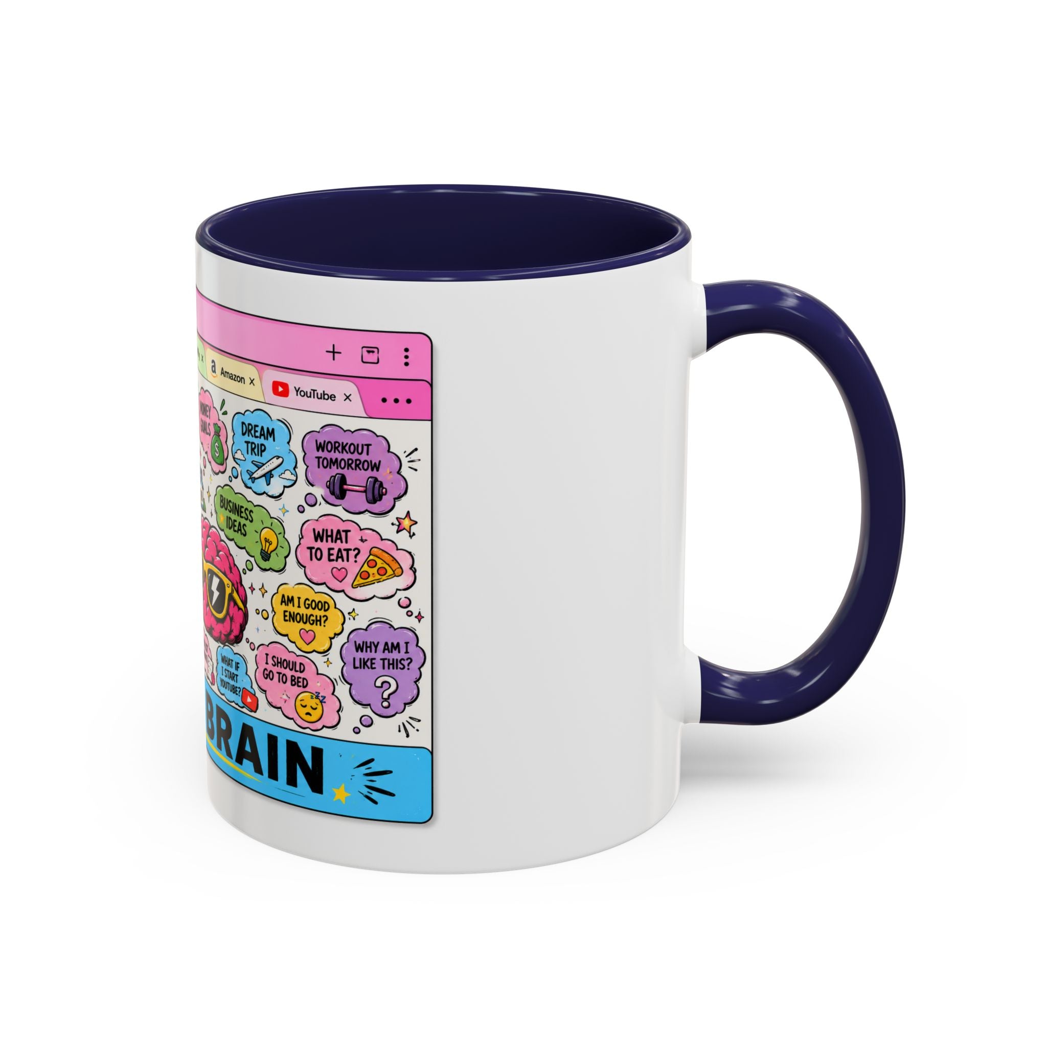 Coffee Mug — "My Brain: 37 Tabs Open" Illustrated Ceramic Accent Mug