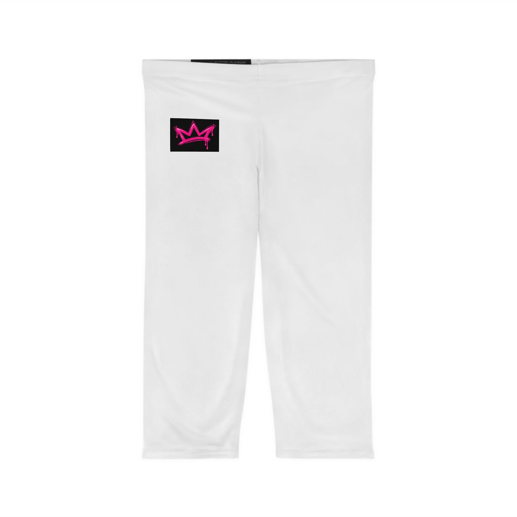 Capri Leggings with Pink Crown Patch — Women's Cropped Activewear