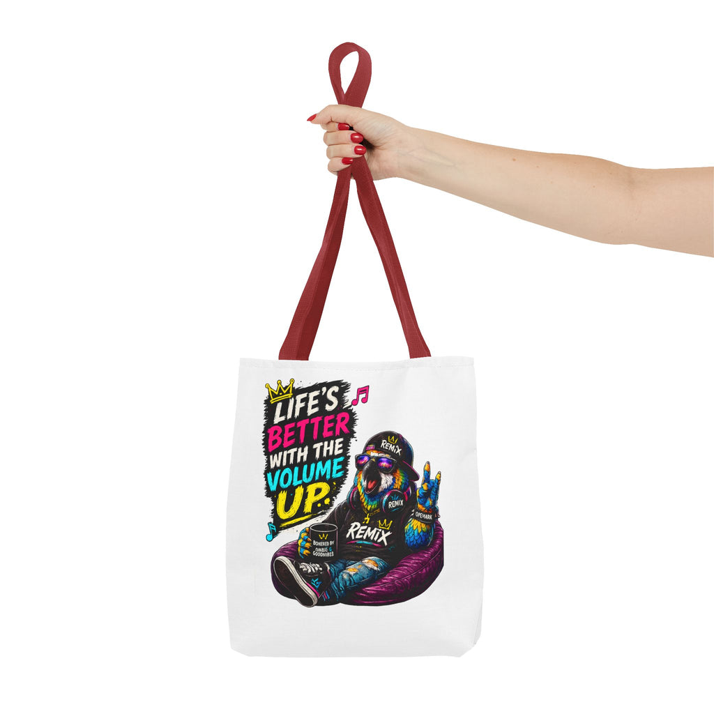 Remix the Parrot "Life is better with the volume up"  Tote