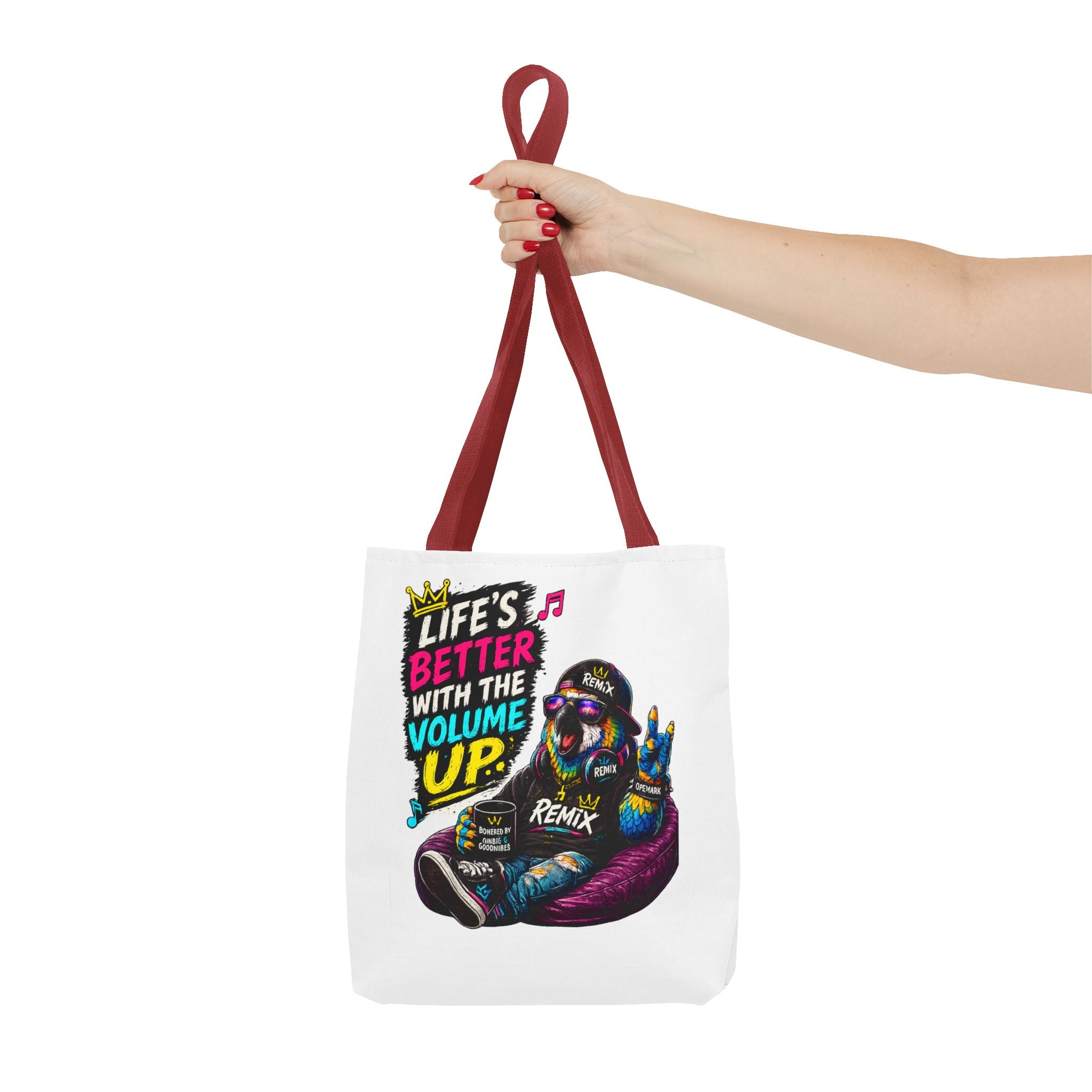 Remix the Parrot "Life is better with the volume up"  Tote