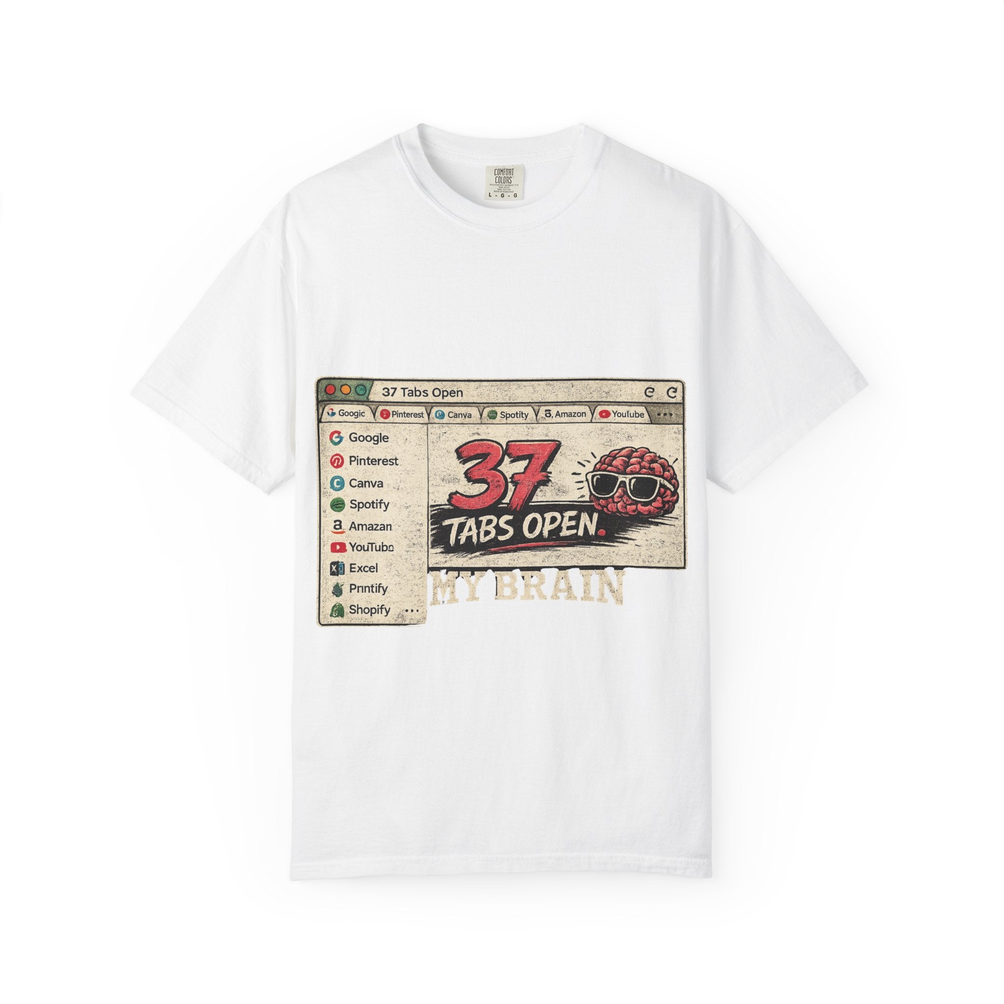 37 Tabs Open T-Shirt — Funny Brain Multitasking Graphic Tee