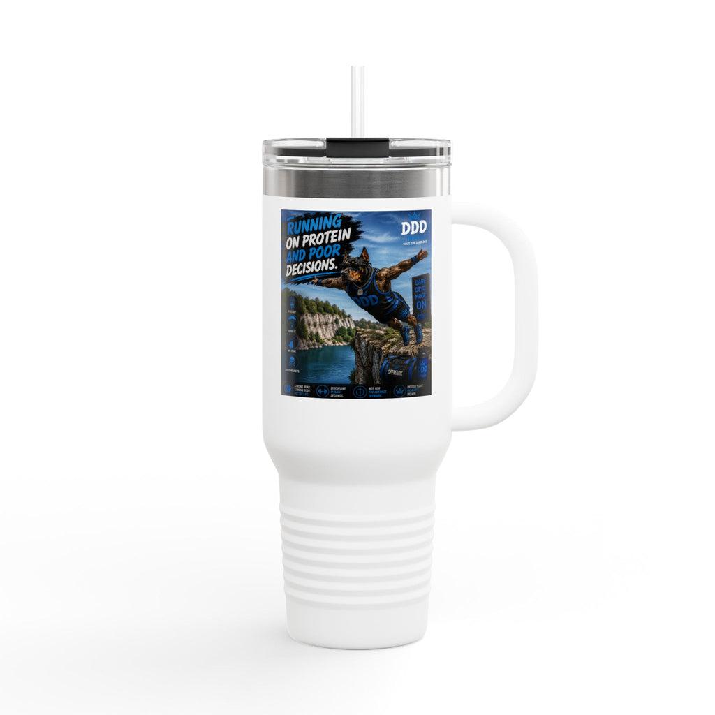 'Running on Protein and Poor Decisions' 40oz Insulated Travel Mug-DDD