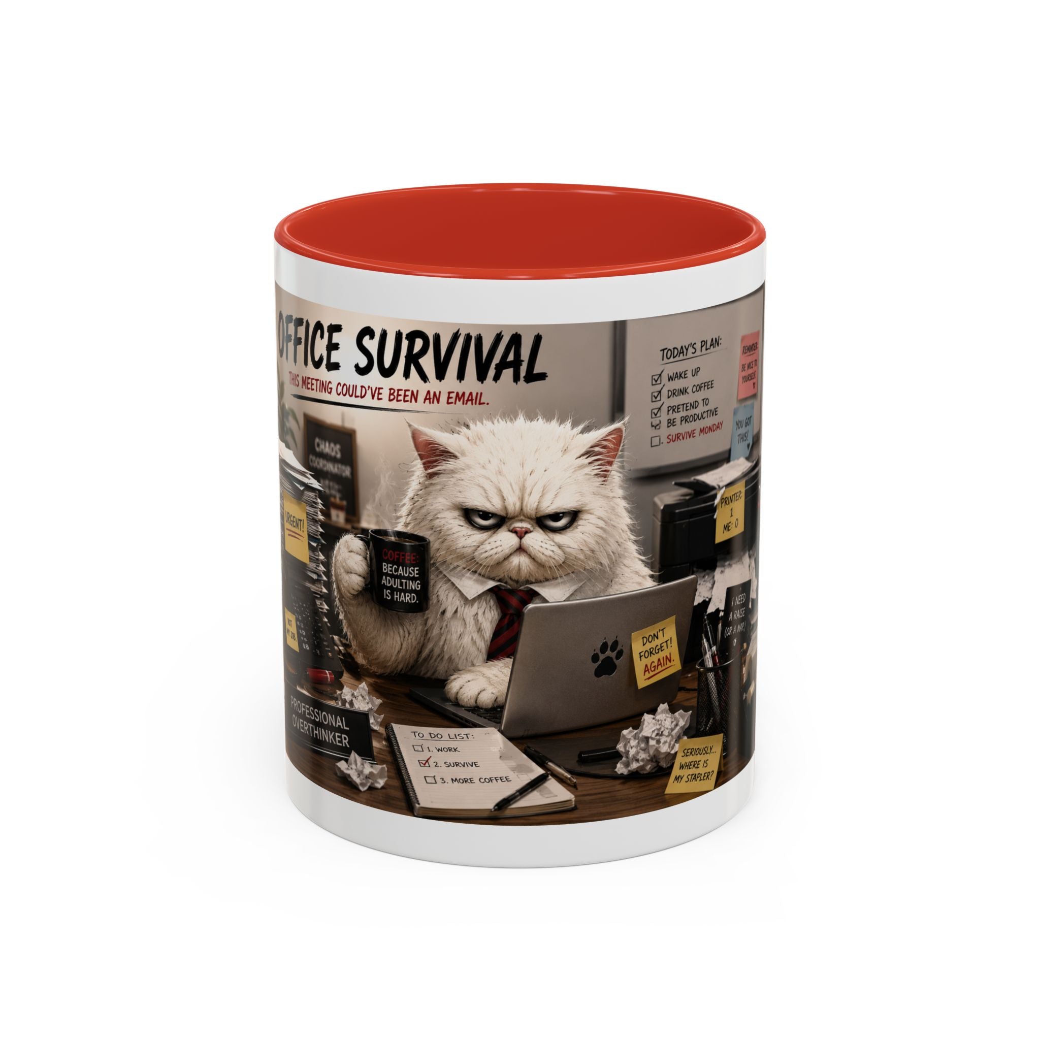 Coffee Mug — "Office Survival" Murphy's Desk Humor Accent Mug (11/15oz)