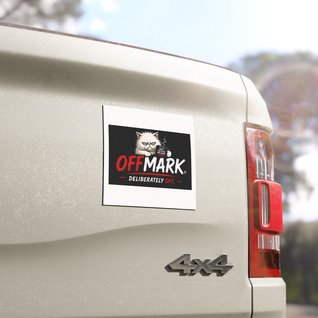 OffMark Cat Car Magnet — “Don’t Talk to Me Until I’ve Had Coffee” Funny Grumpy Cat Magnetic Decal