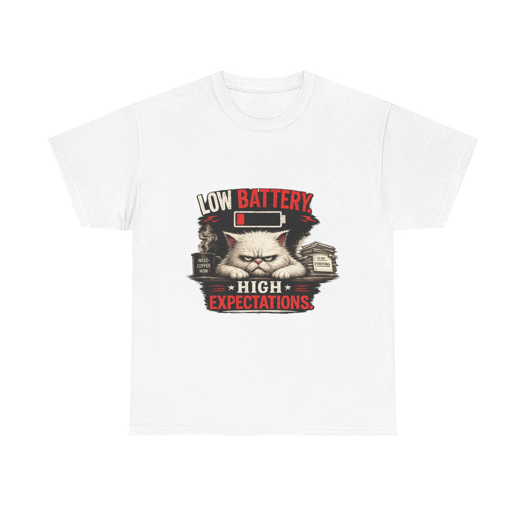 Murphy the Cat "Low Battery, High Expectations" T-Shirt