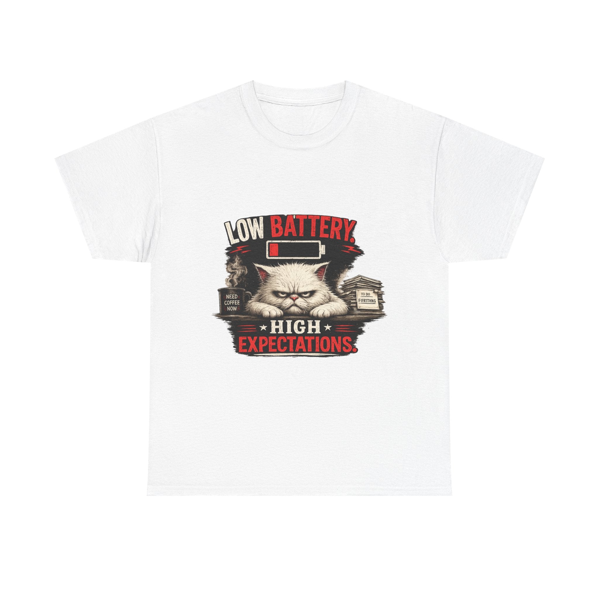 Murphy the Cat "Low Battery, High Expectations" T-Shirt