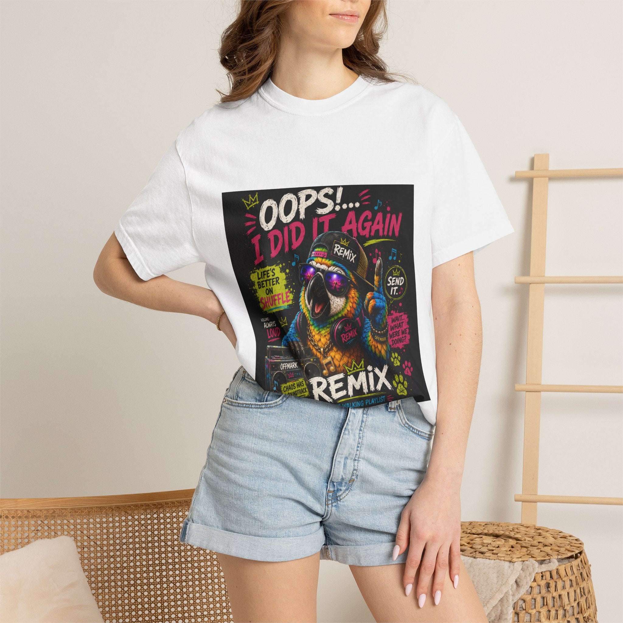 "Oops! I Did It Again" Remix Parrot-Graphic T-Shirt