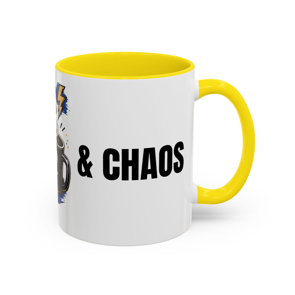 Morning Chaos Coffee Mug — Running on Caffeine & Chaos Accent Mug