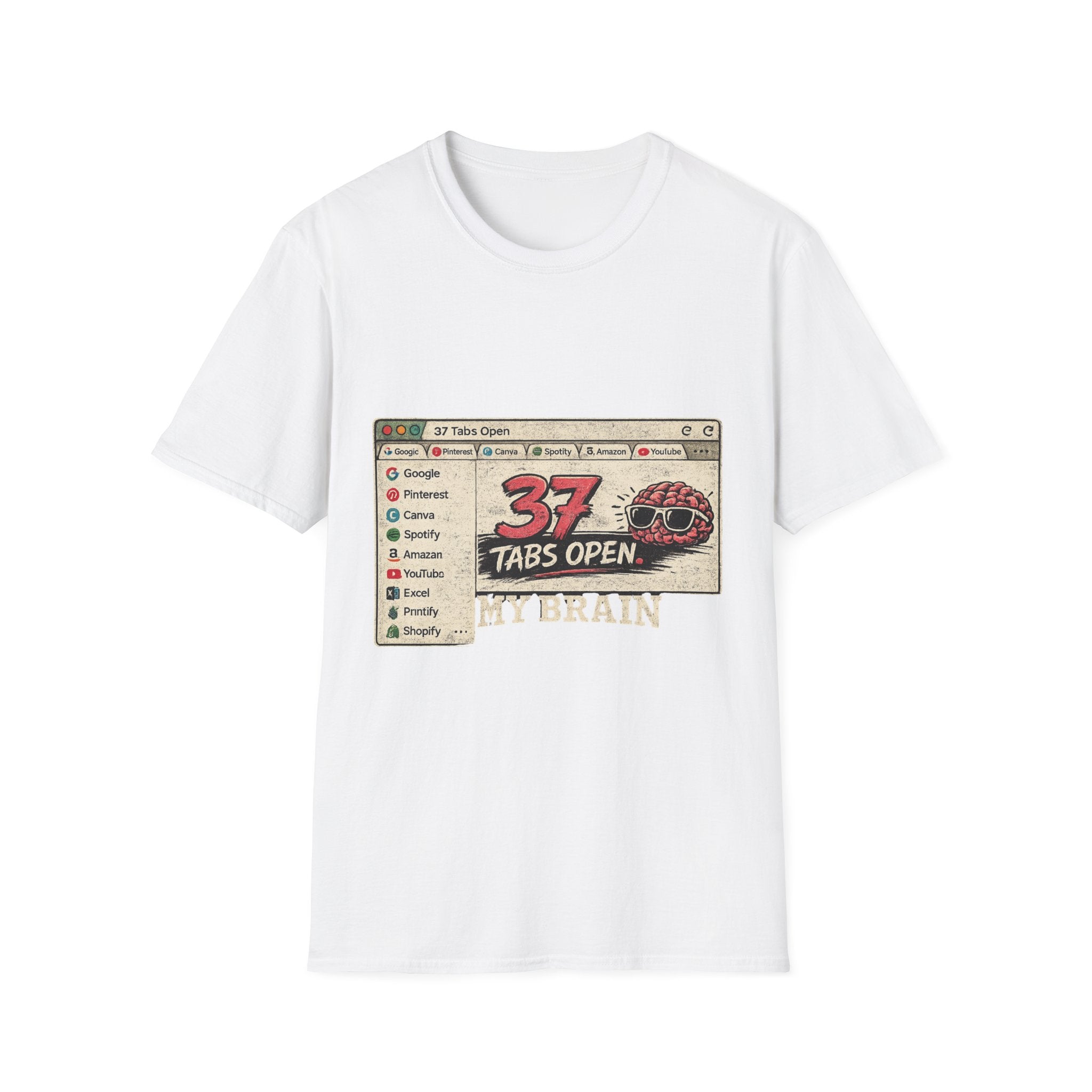 37 Tabs Open Graphic T-Shirt — Funny Brain/Multitasker Tee
