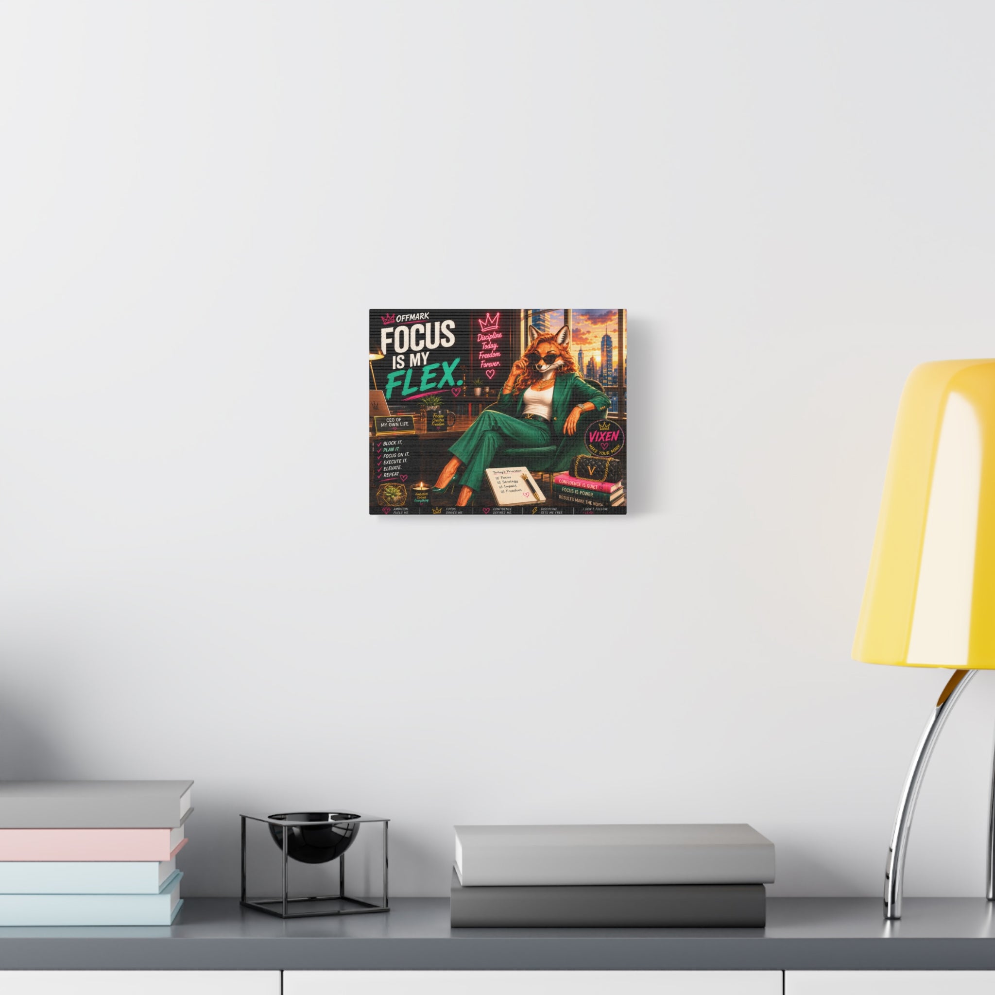 Focus Is My Flex; Canvas Wall Art — Vixen the Foxxy Boss