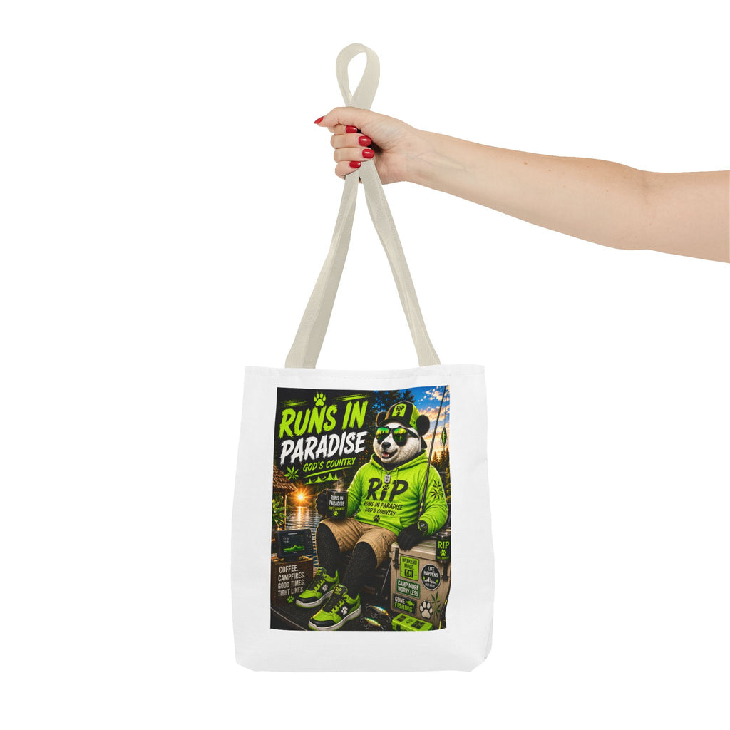 Runs in Paradise Panda Tote Bag — RIP the Panda Bear
