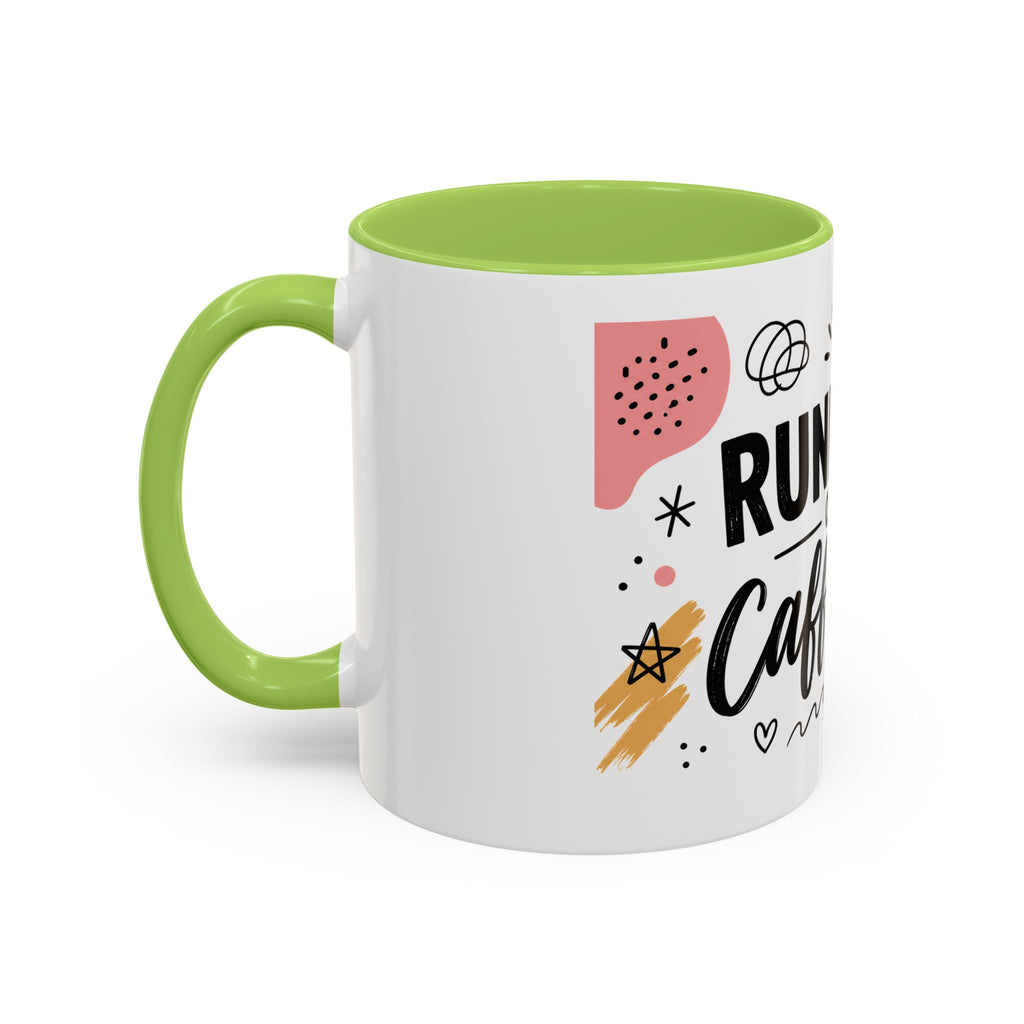 Running on Caffeine Coffee Mug — Funny Inspirational Accent Mug for Coffee Lovers (11/15oz)