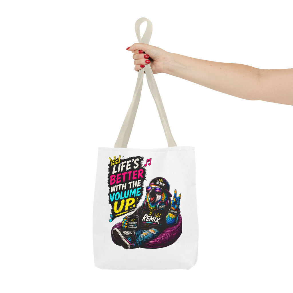 Remix the Parrot "Life is better with the volume up"  Tote