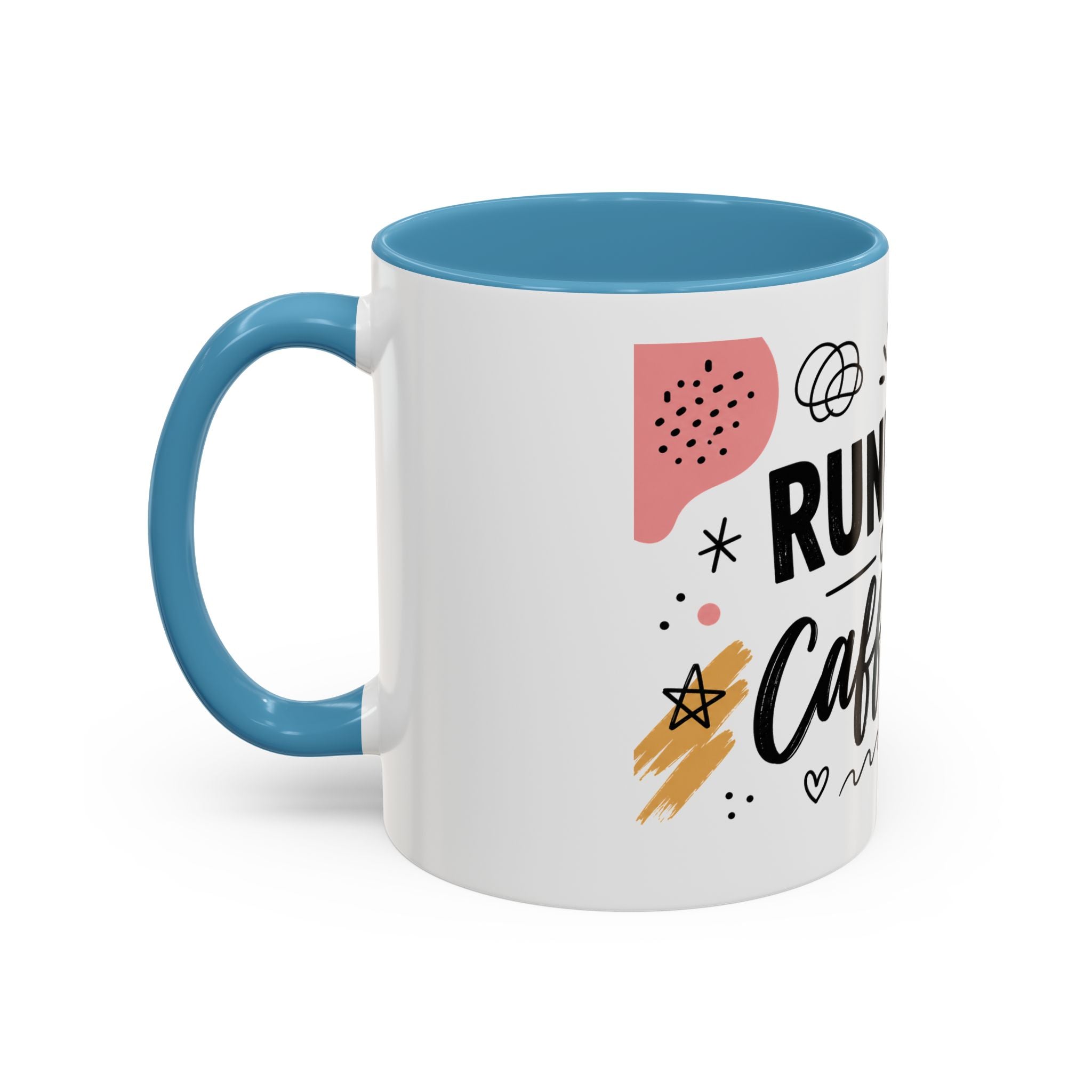 Running on Caffeine Coffee Mug — Funny Inspirational Accent Mug for Coffee Lovers (11/15oz)
