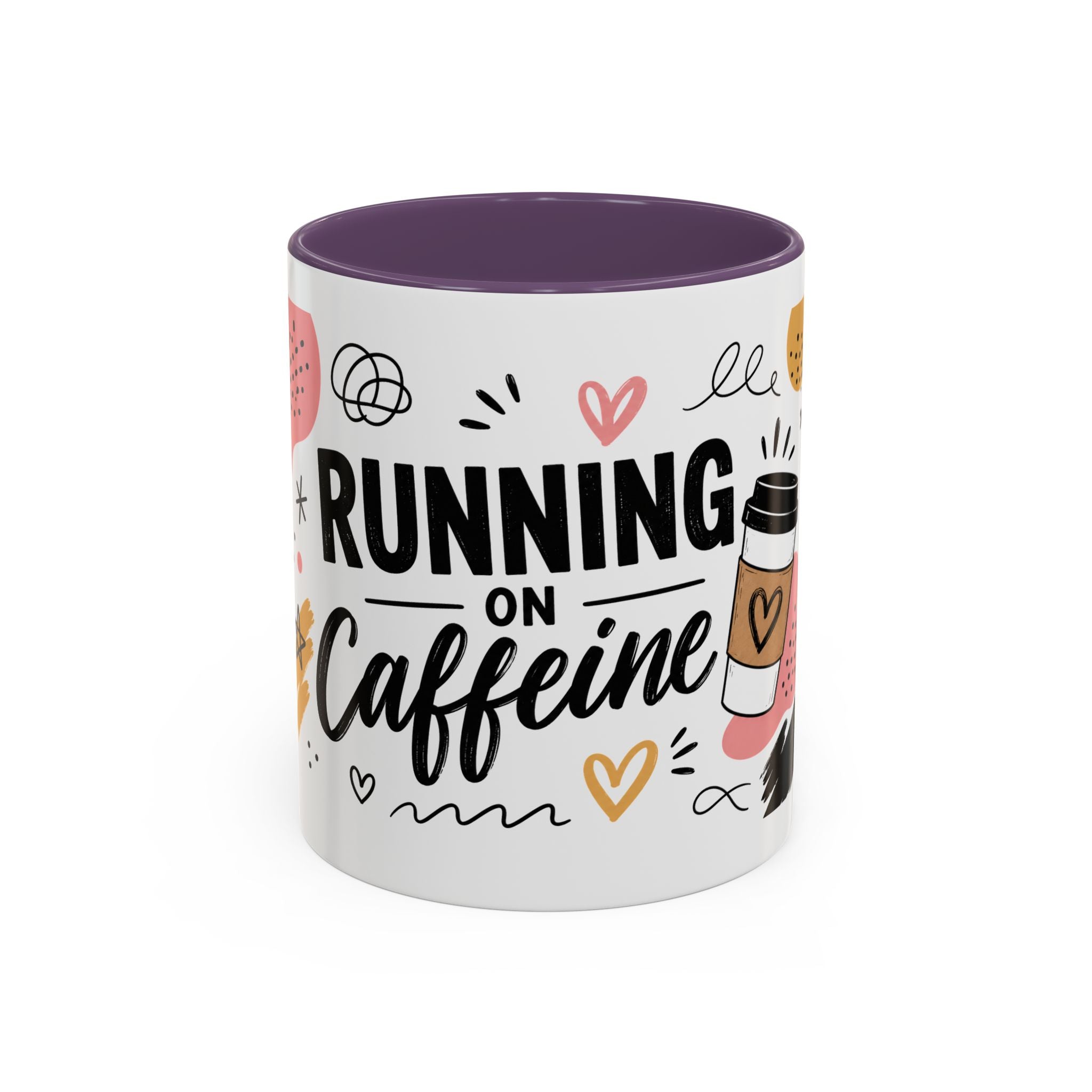 Running on Caffeine Coffee Mug — Funny Inspirational Accent Mug for Coffee Lovers (11/15oz)