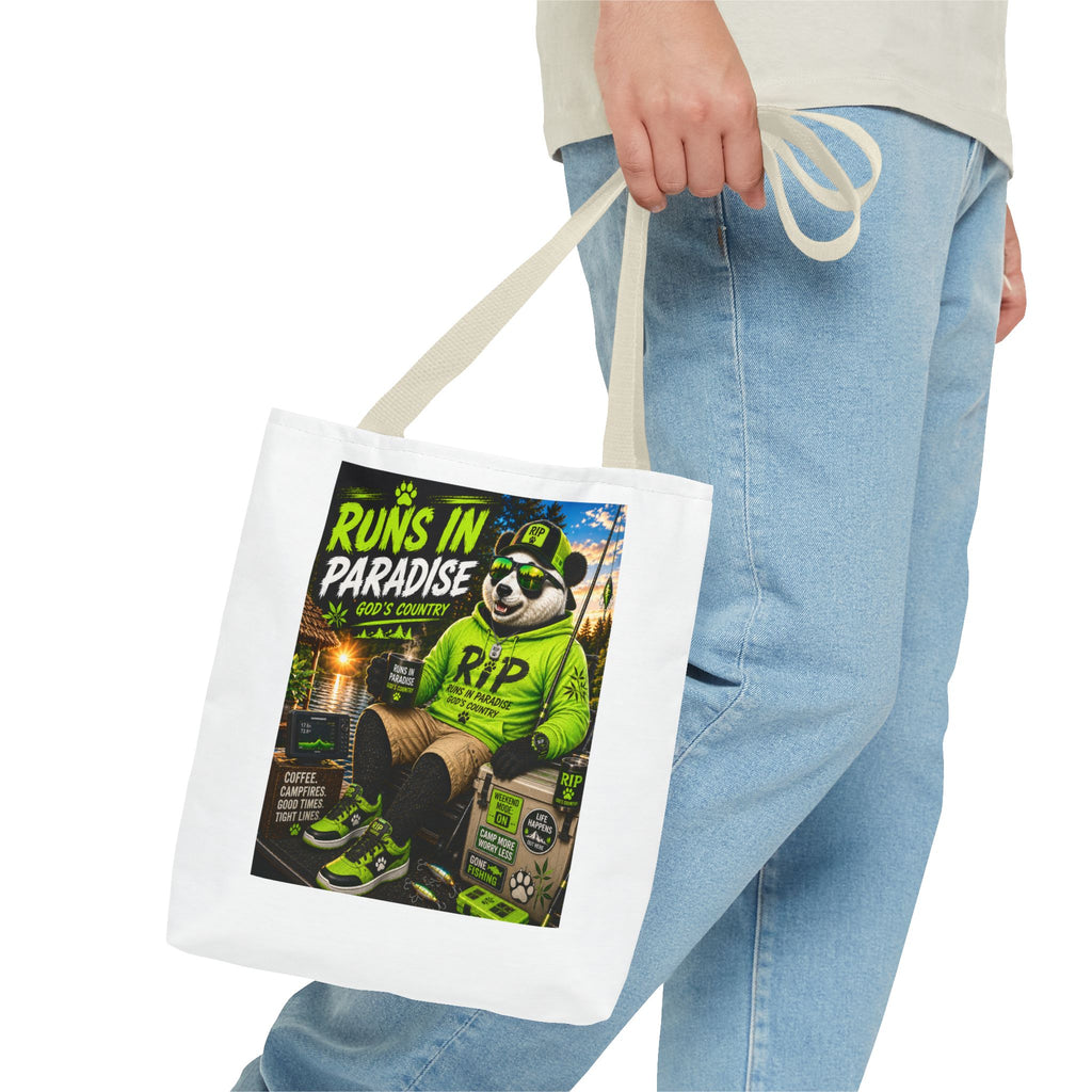 Runs in Paradise Panda Tote Bag — RIP the Panda Bear