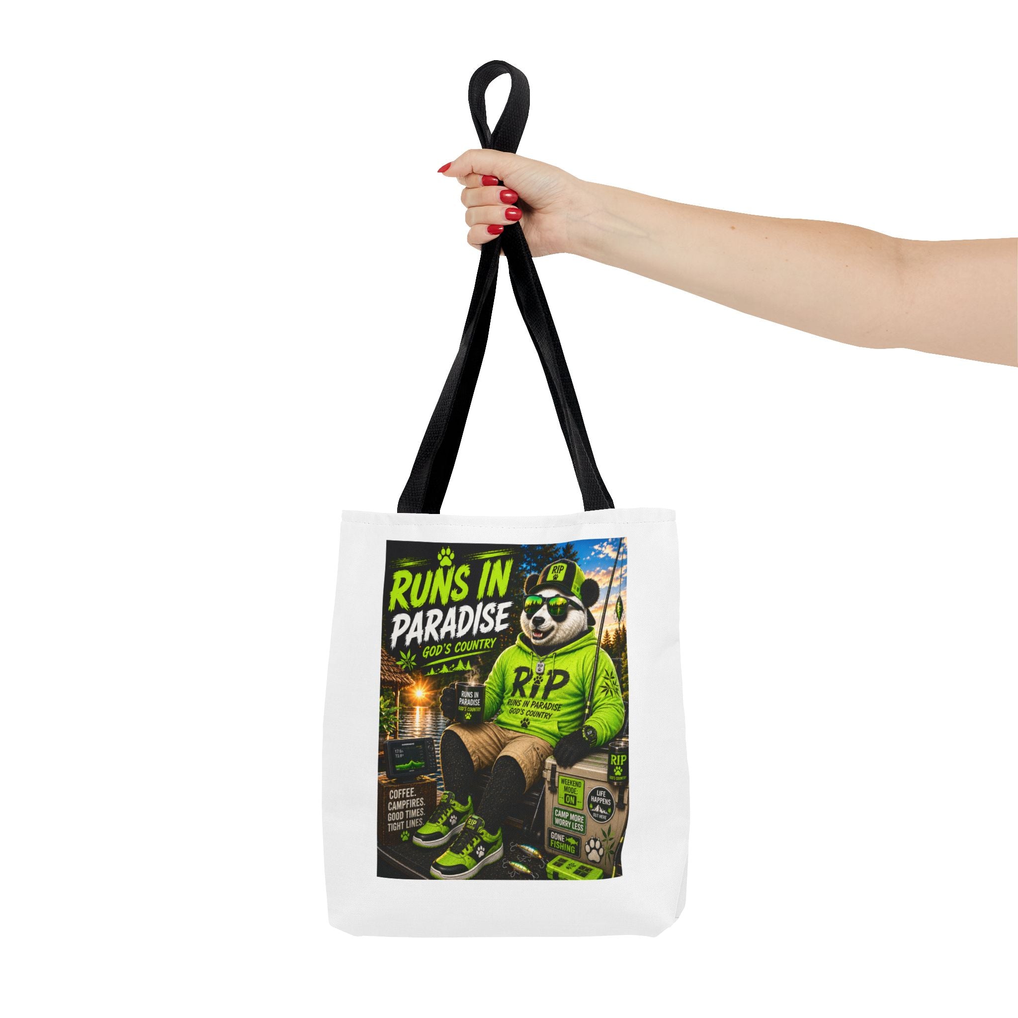 Runs in Paradise Panda Tote Bag — RIP the Panda Bear