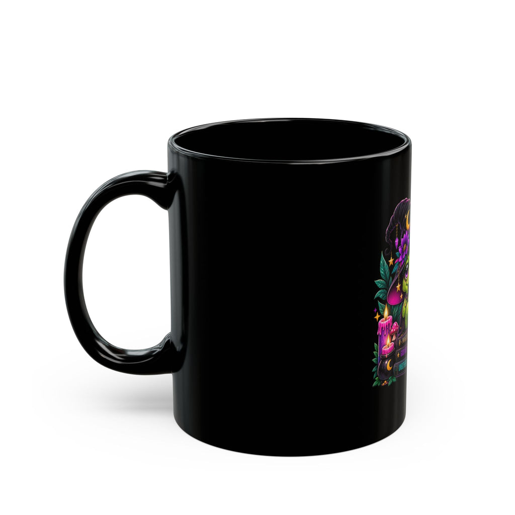 Magic Frog Witch Mug — "Spells Not Stress" Black Coffee Cup (11oz/15oz)