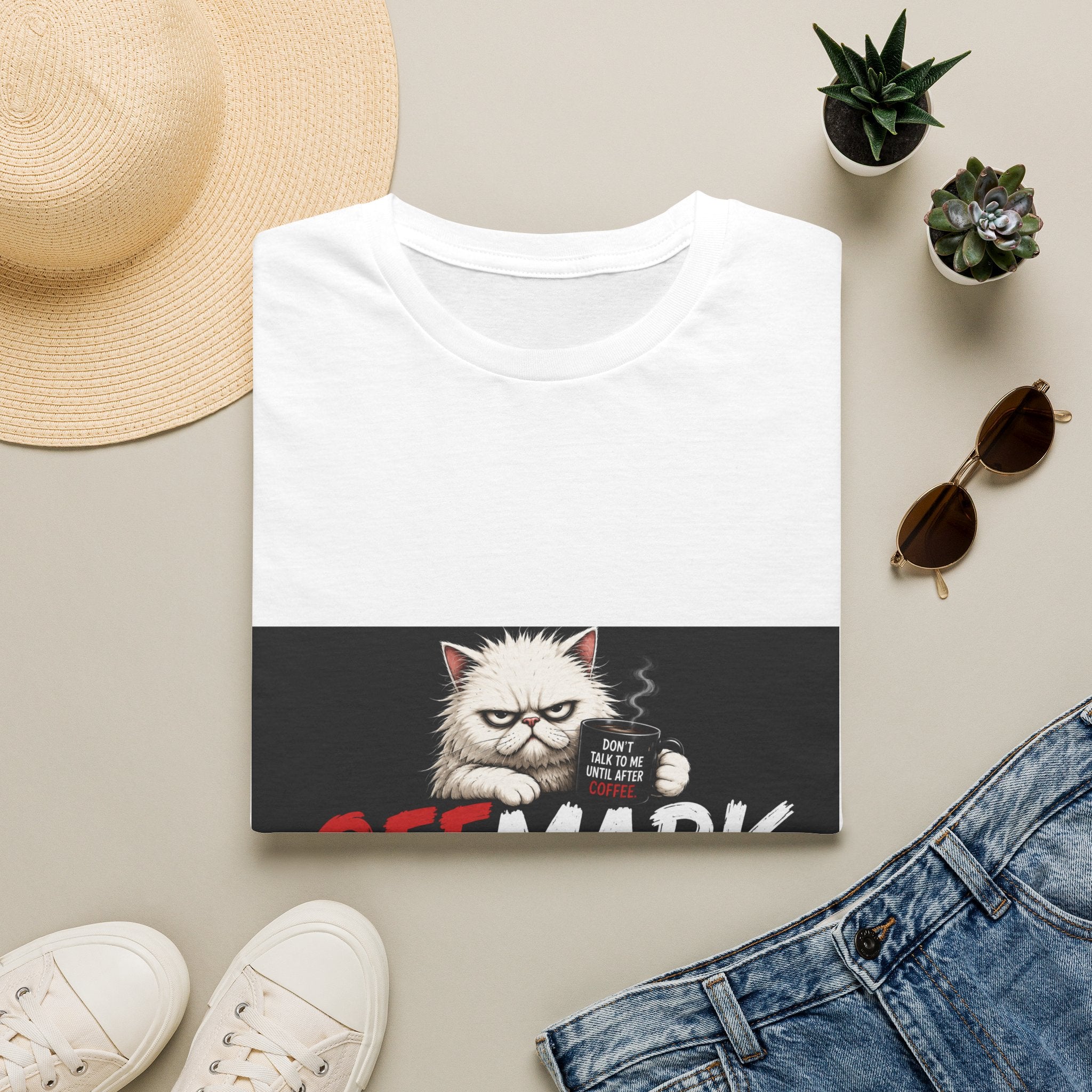 Off Mark Cat T-Shirt — Funny Grumpy Cat Graphic Tee ("Deliberately Off")