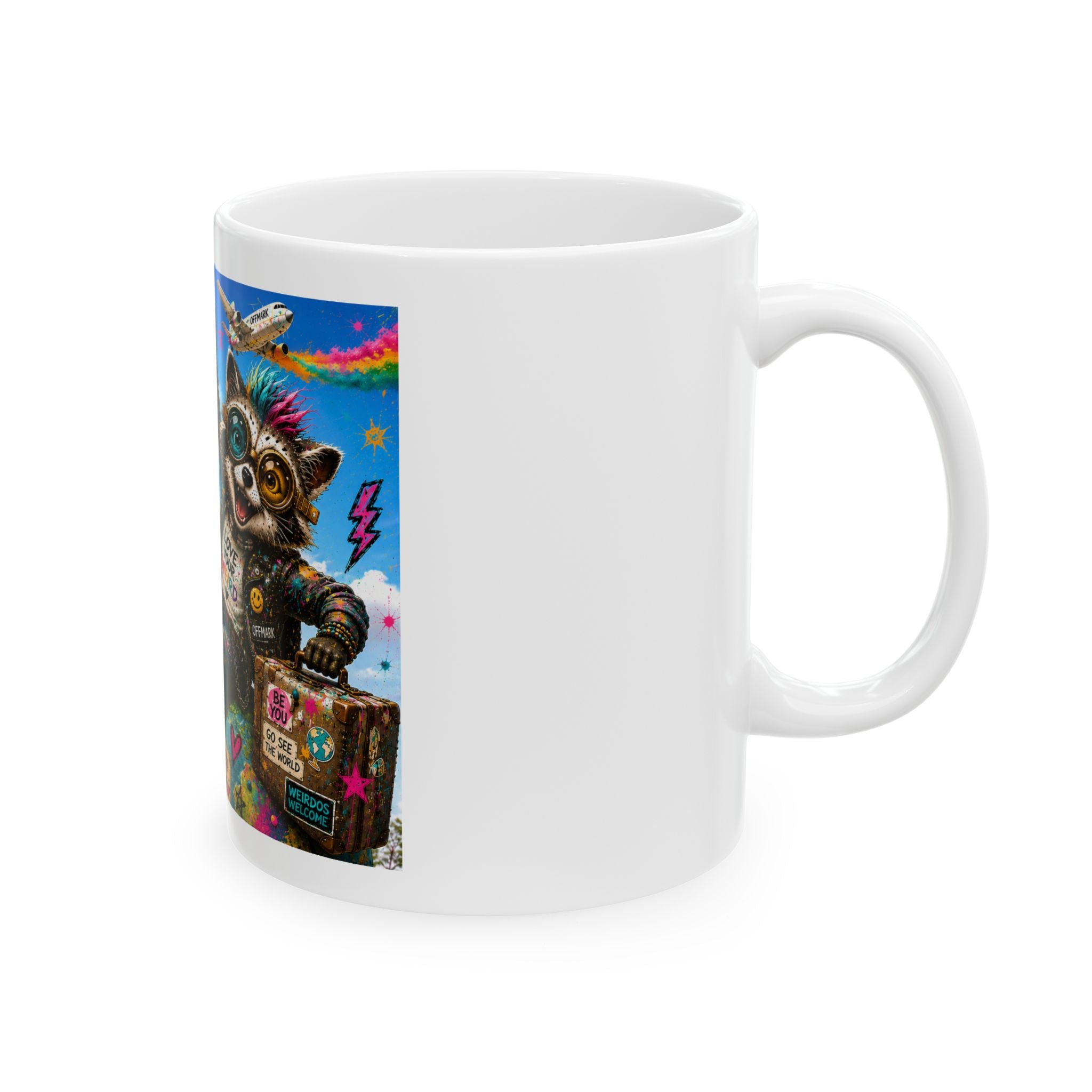 Stay Wonderfully Weird Ceramic Mug — Ziggy the Raccoon
