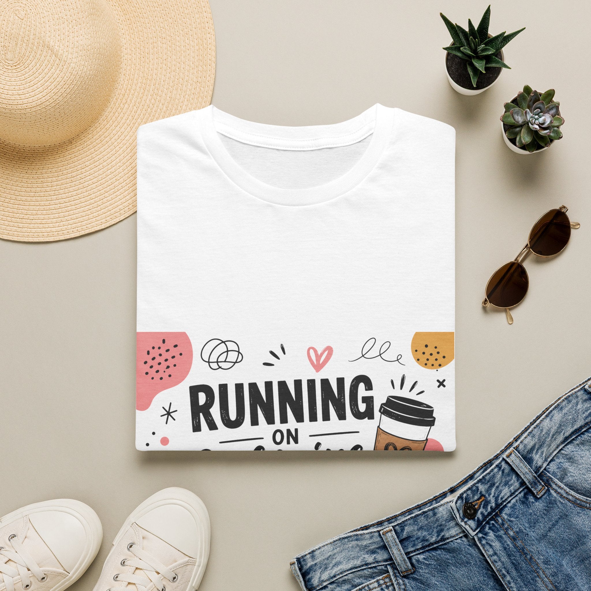 Coffee T‑Shirt — "Running on Caffeine & Chaos" Cute Coffee Lover Tee