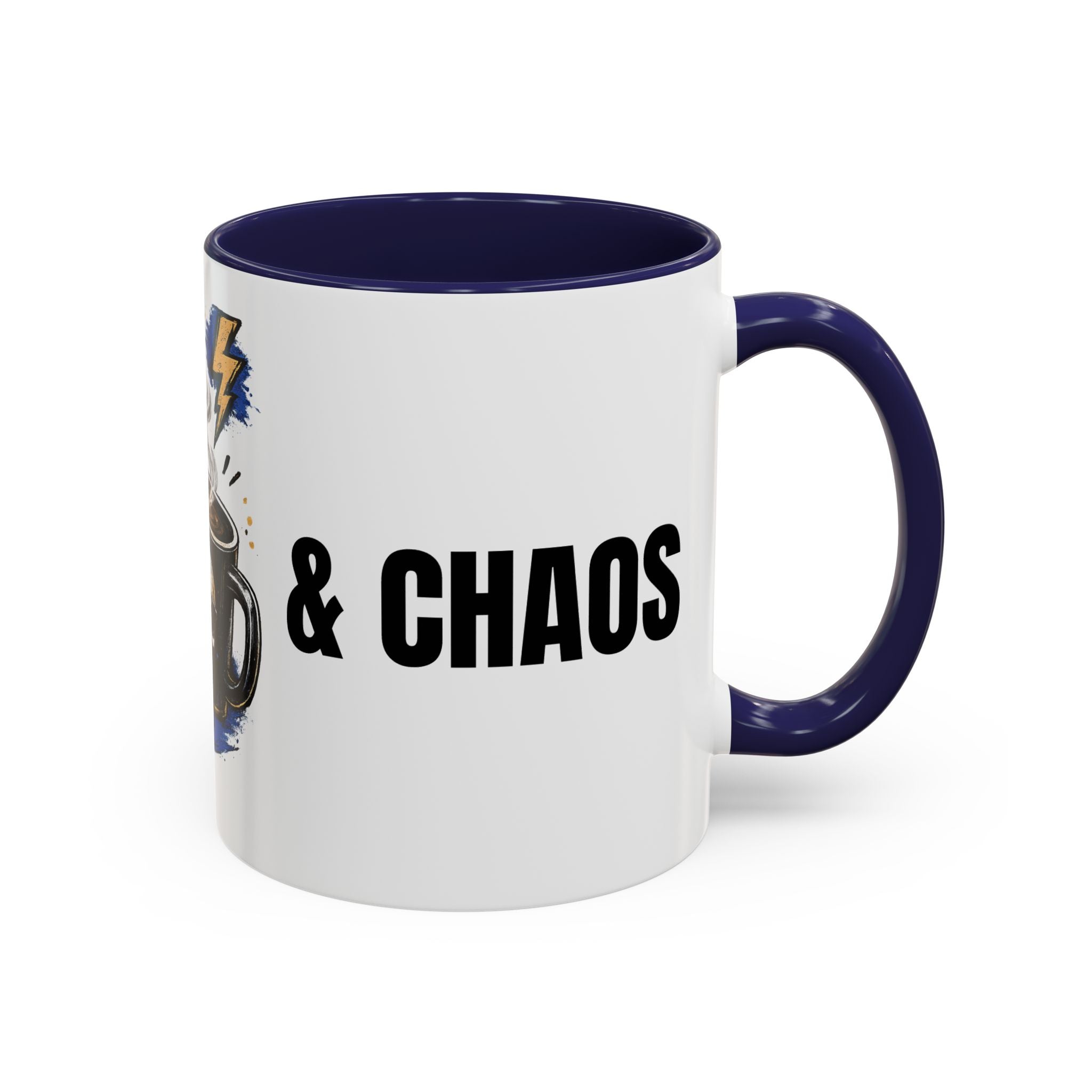 Morning Chaos Coffee Mug — Running on Caffeine & Chaos Accent Mug