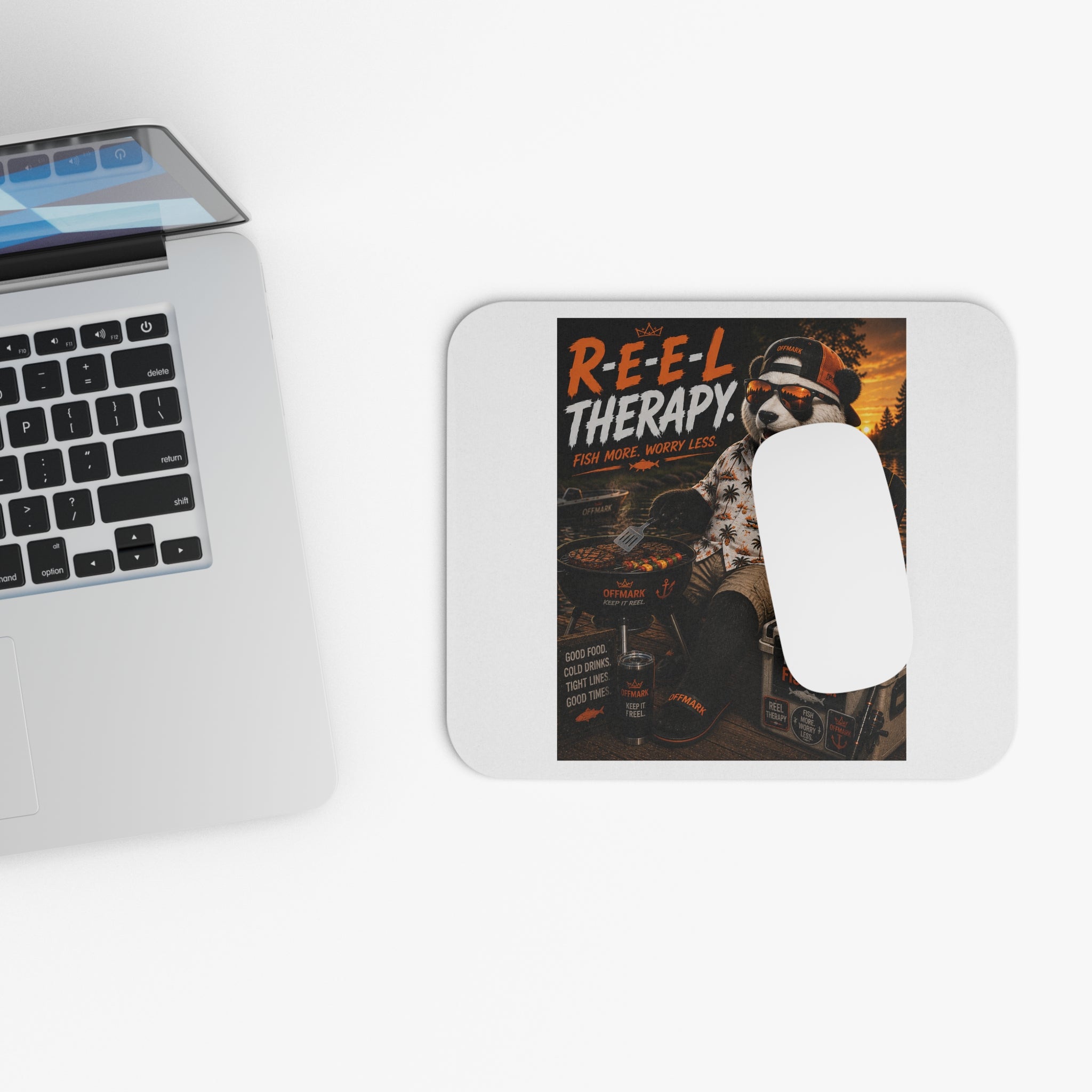 "Reel Therapy" Fishing RIP the Panda Bear Mouse Pad