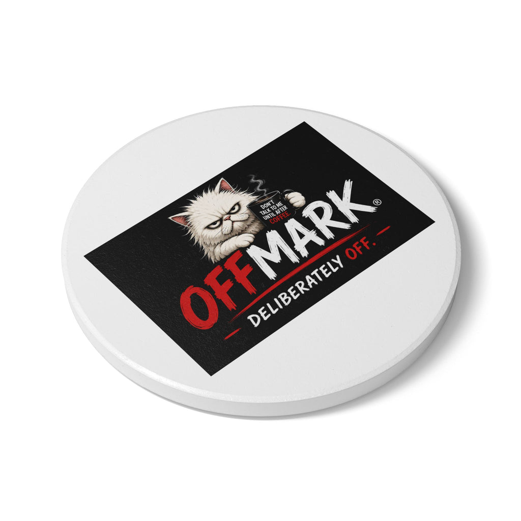 Ceramic Coaster — "OFFMARK Deliberately Off" Grumpy Cat Coffee Coaster