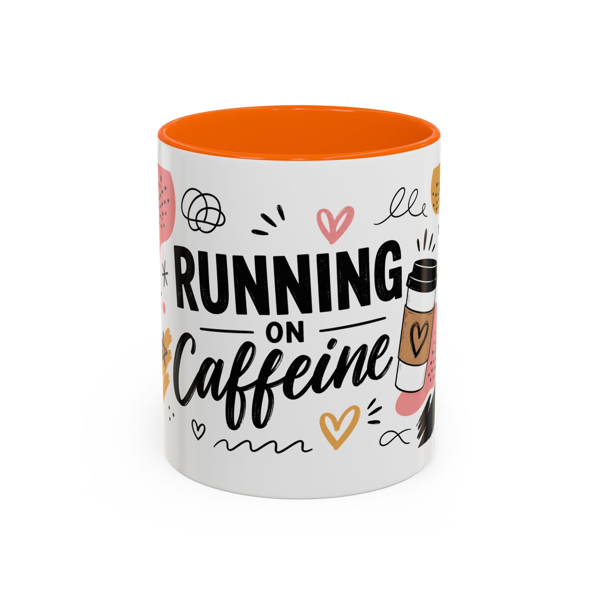 Running on Caffeine Coffee Mug — Funny Inspirational Accent Mug for Coffee Lovers (11/15oz)