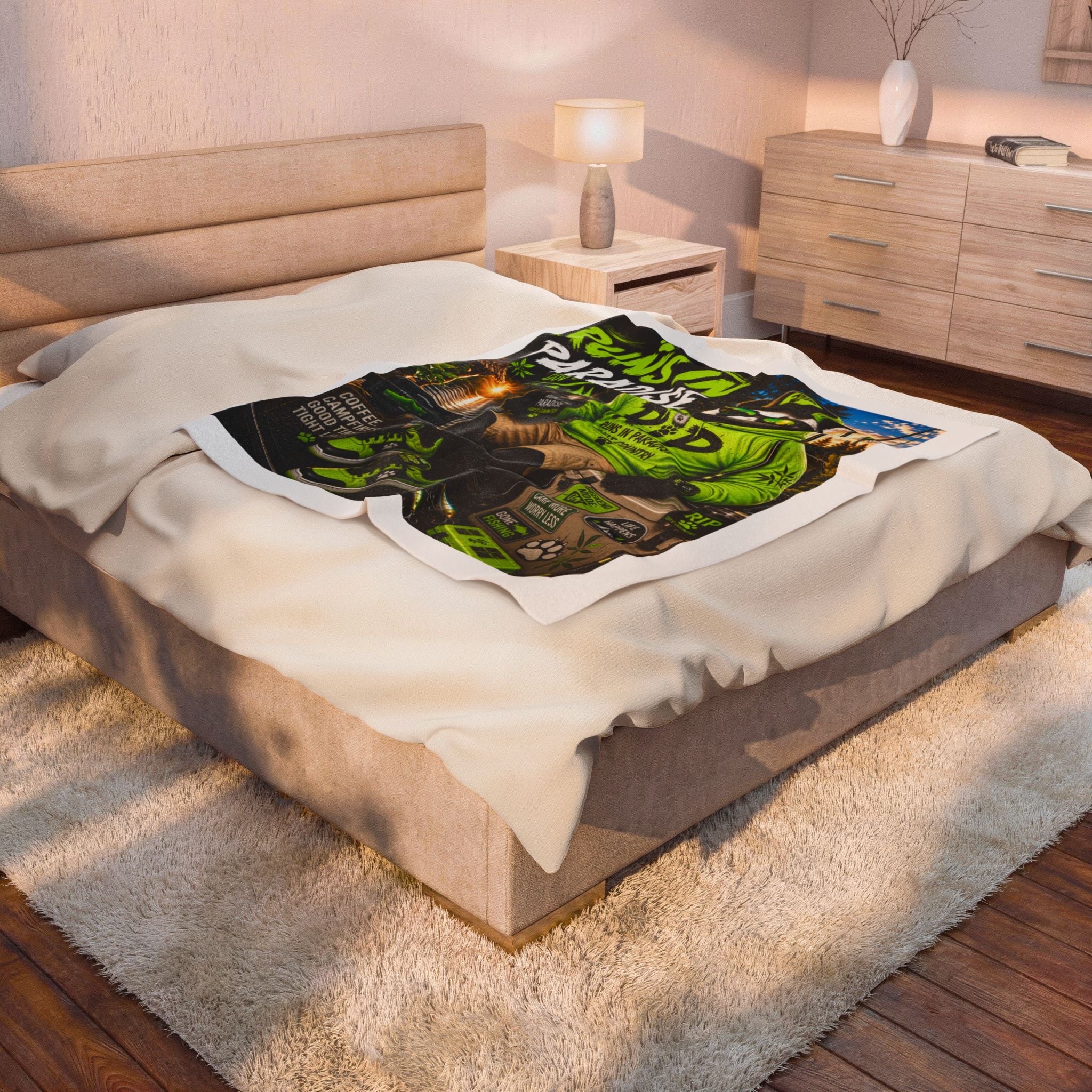 Runs In Paradise Plush Blanket — RIP the Panda Bear