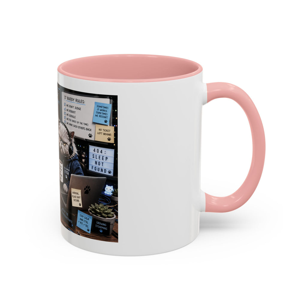 IT Survival Coffee Mug — Funny Cat IT Support Desk Ceramic Accent Mug (11/15oz)