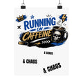 Running on Caffeine & Chaos Poster — Coffee Skull Matte Vertical Print