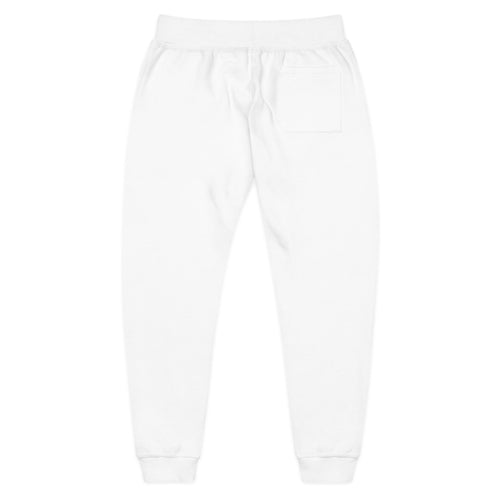 Embroidered White Fleece Sweatpants — Pink Camo Patch