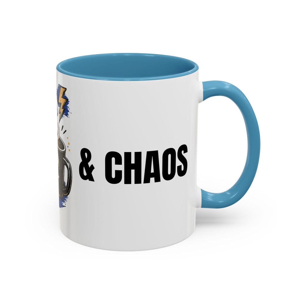 Morning Chaos Coffee Mug — Running on Caffeine & Chaos Accent Mug