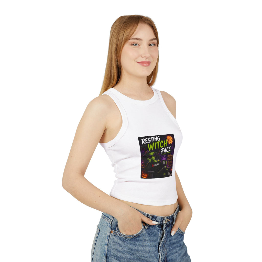 Witch Tank Top - "Resting Witch Face" Halloween Micro Rib Racer Tank