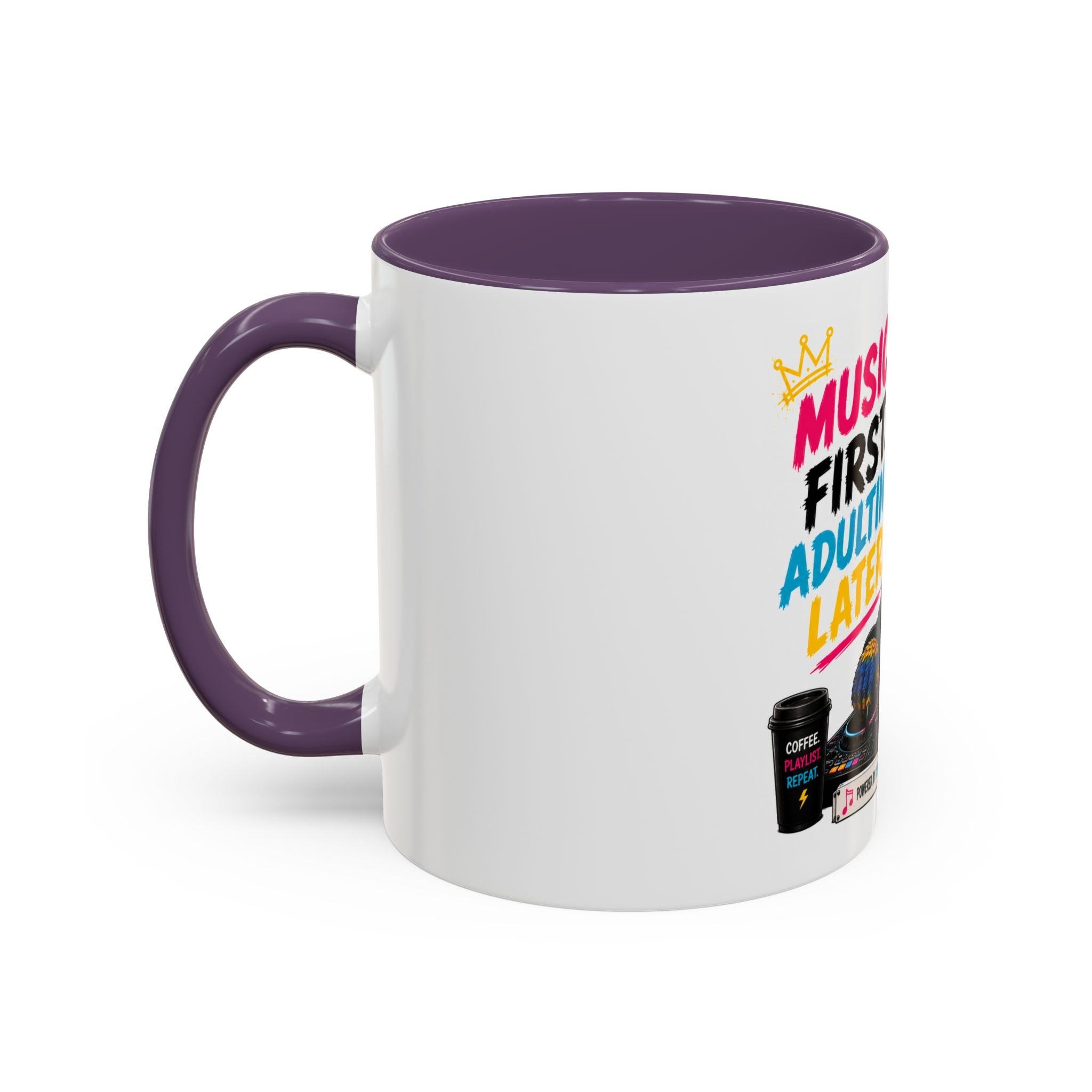 “Music First. Adulting Later.” Accent Mug for DJs & Music Lovers-Remix the Parrot