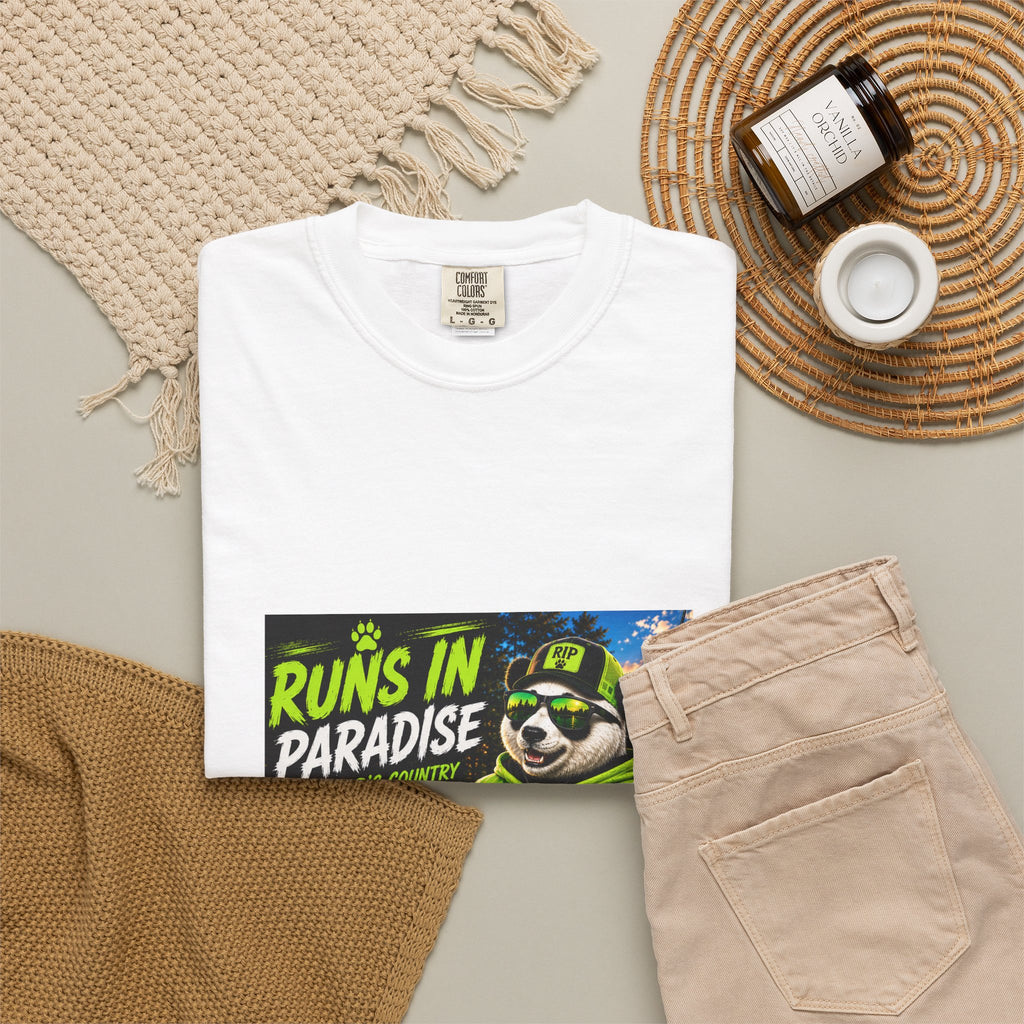 "Runs in Paradise" Graphic T-Shirt — RIP the Panda Bear
