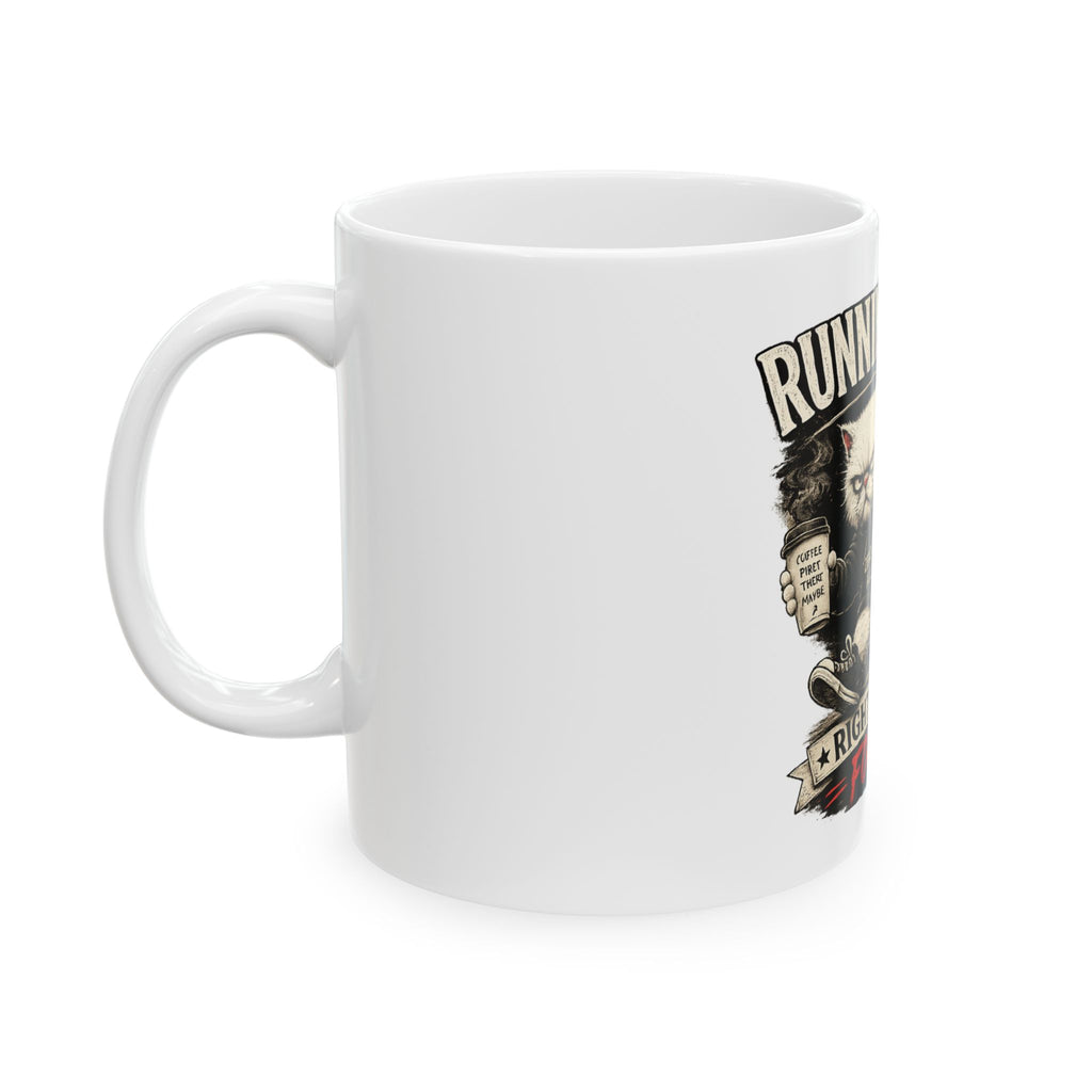 Murphy the Cat “Running Late, Right On Time For Me” Mug