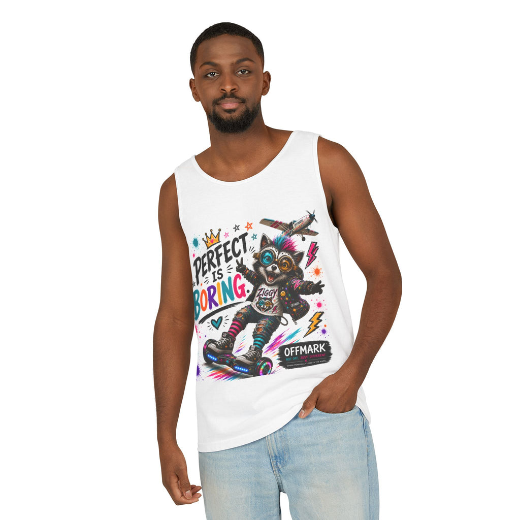 "Perfect Is Boring"-Tank Top — Ziggy the Raccoon