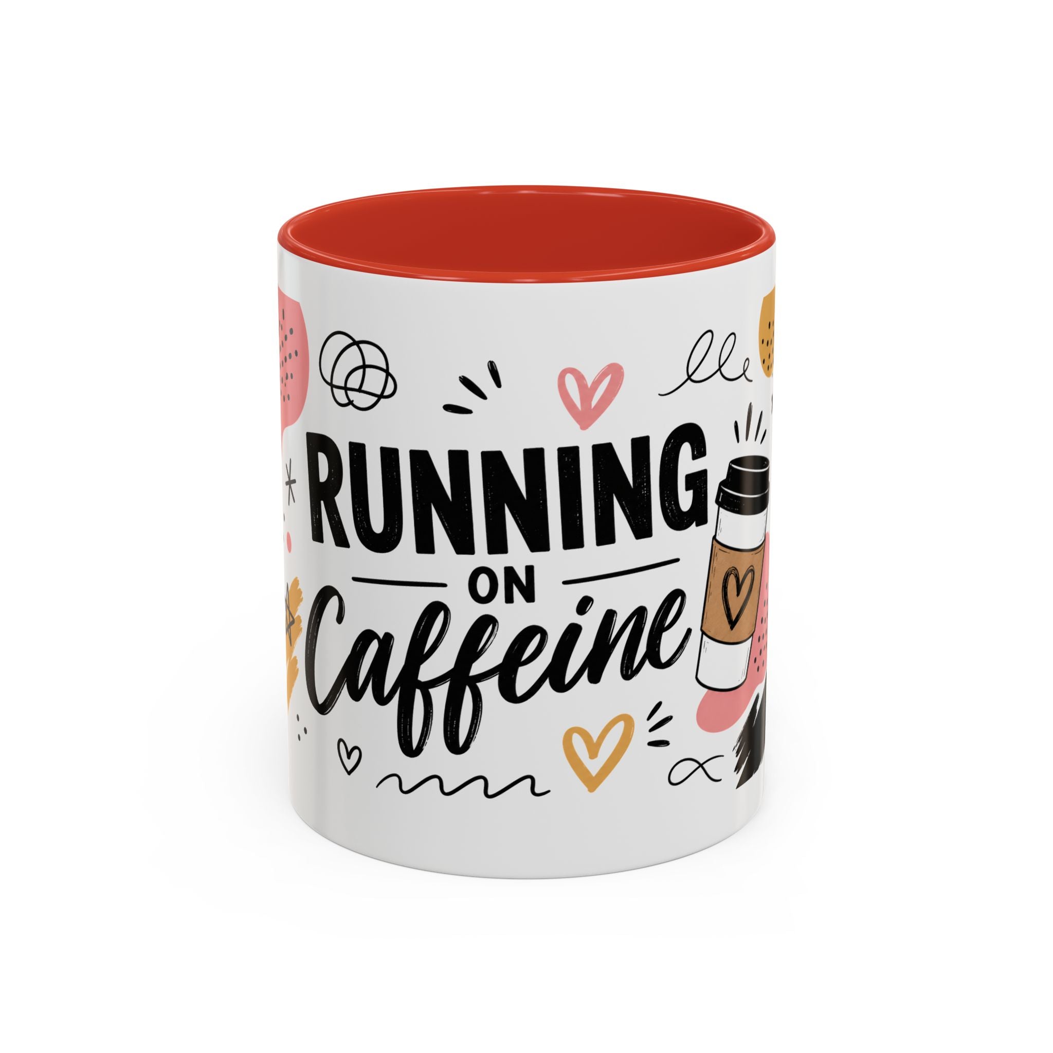 Running on Caffeine Coffee Mug — Funny Inspirational Accent Mug for Coffee Lovers (11/15oz)