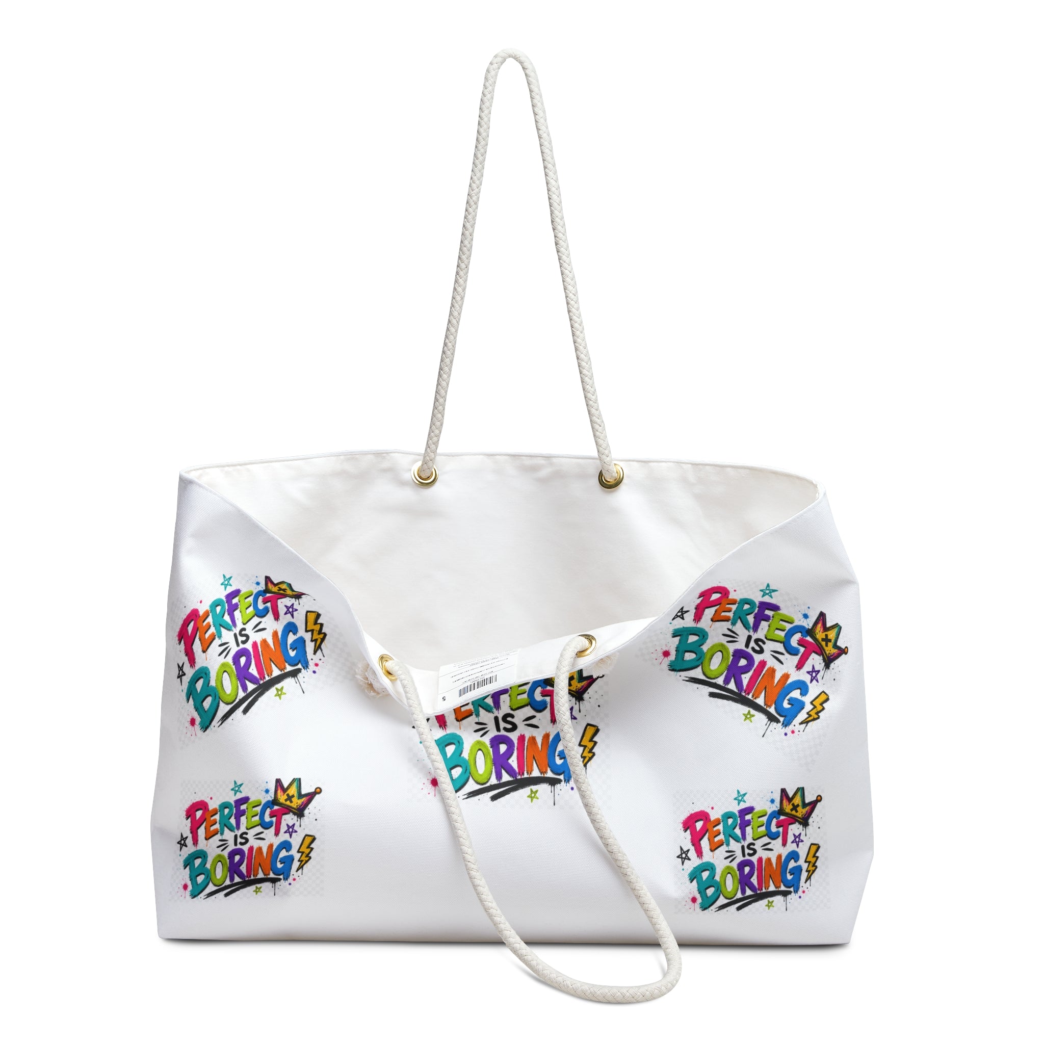 'Perfect Is Boring' Travel Tote Raccoon Graphic