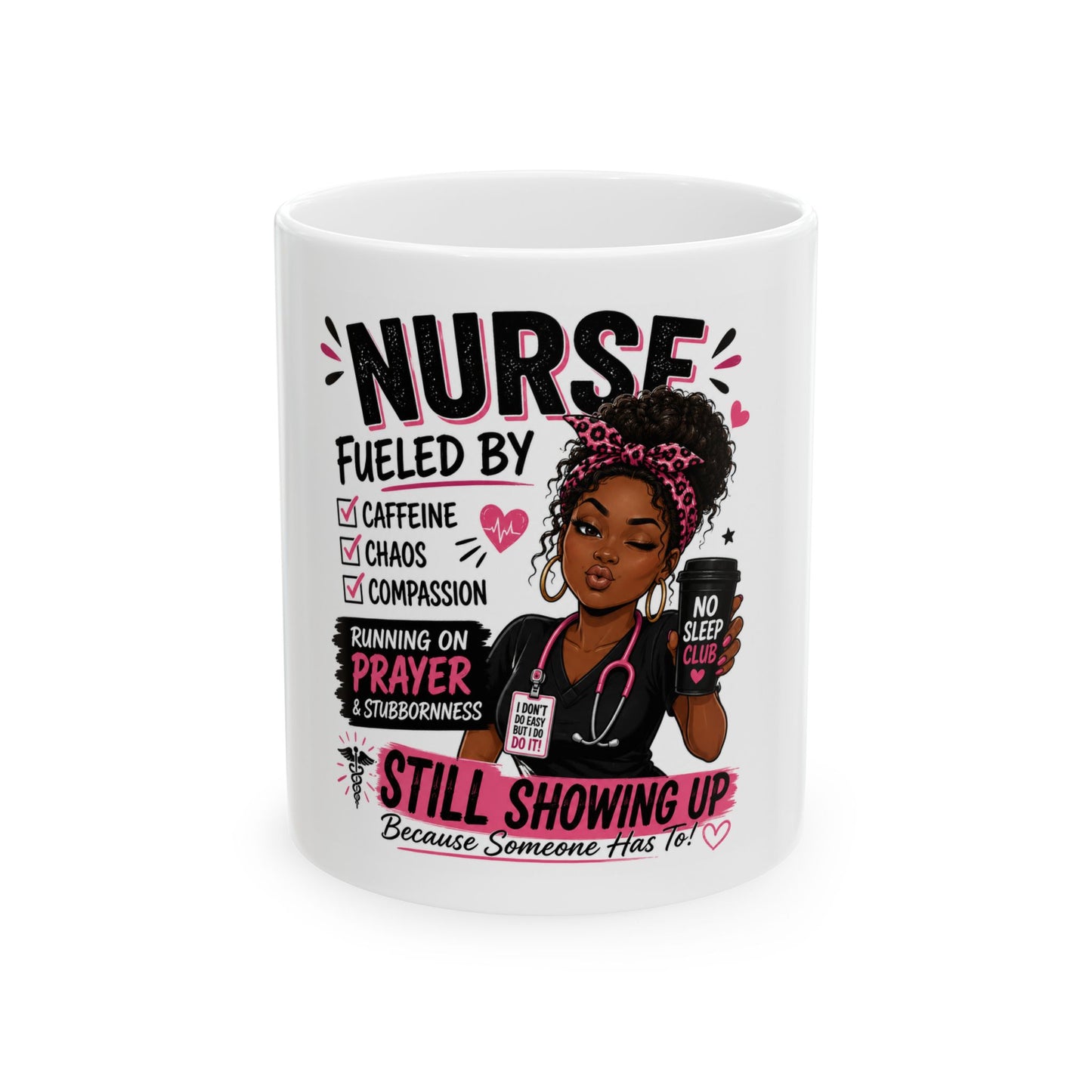 Nurse Life Ceramic Mug — "No Sleep Club" Black Nurse Gift (11oz & 15oz)