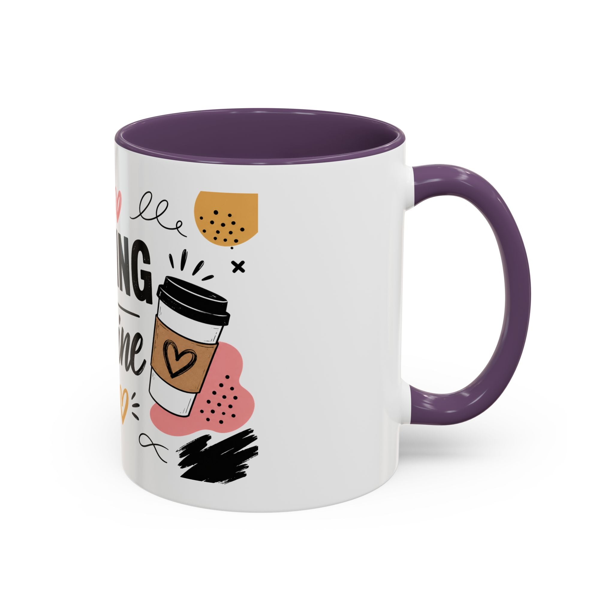 Running on Caffeine Coffee Mug — Funny Inspirational Accent Mug for Coffee Lovers (11/15oz)