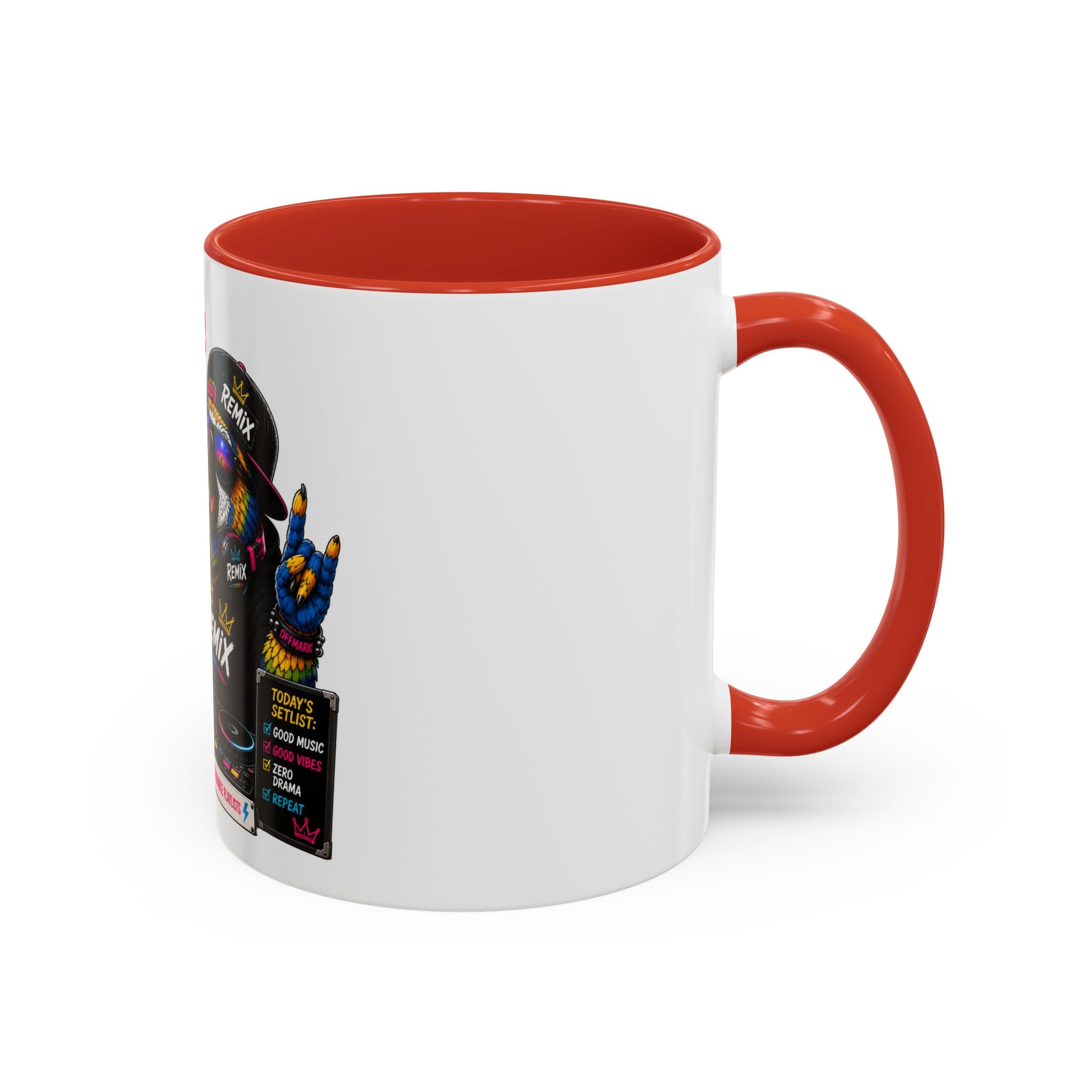 “Music First. Adulting Later.” Accent Mug for DJs & Music Lovers-Remix the Parrot