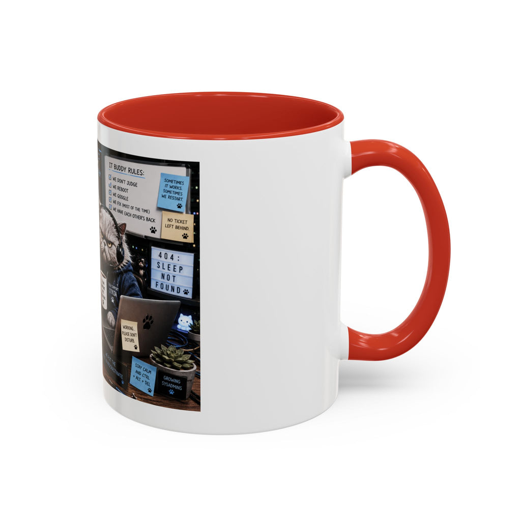 IT Survival Coffee Mug — Funny Cat IT Support Desk Ceramic Accent Mug (11/15oz)