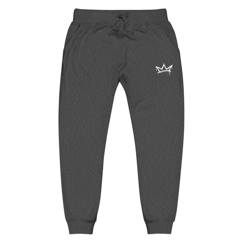 Embroidered Crown Fleece Sweatpants — Soft Cozy Joggers
