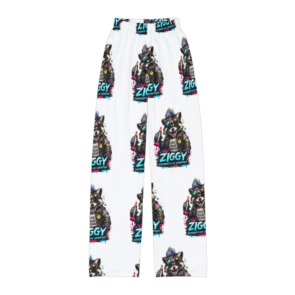 Kids Lounge Pants — Ziggy Neon Raccoon All-Over Print