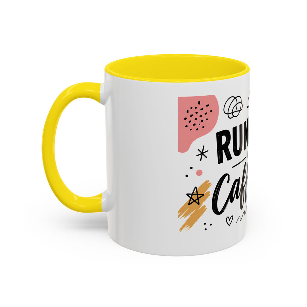 Running on Caffeine Coffee Mug — Funny Inspirational Accent Mug for Coffee Lovers (11/15oz)