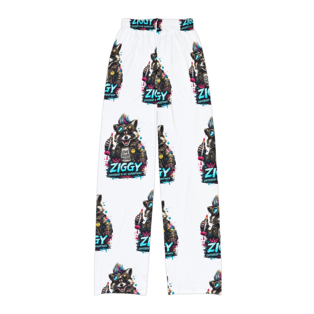 Kids Lounge Pants — Ziggy Neon Raccoon All-Over Print